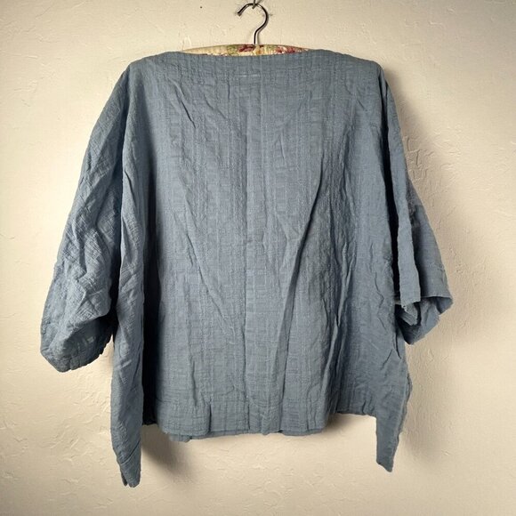 J.Jill Pure Jill Womens Boat Neck Textured Oversized Top 3/4 Sleeve Size XL Blue - Picture 2 of 8